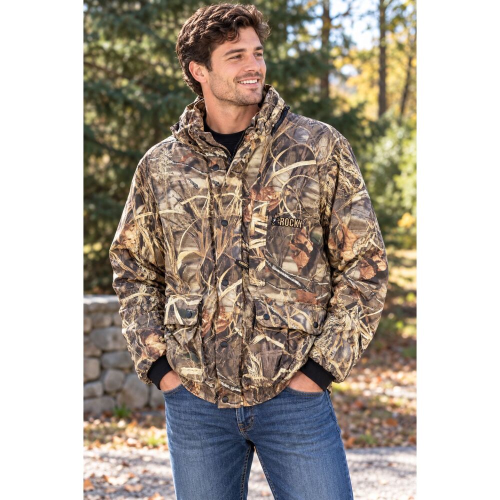 Rocky Mens Size XL MAX-4 Advantage Camo Hunting Jacket Insulated Hooded Coat